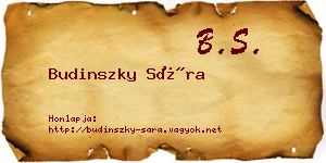 Budinszky Sára névjegykártya